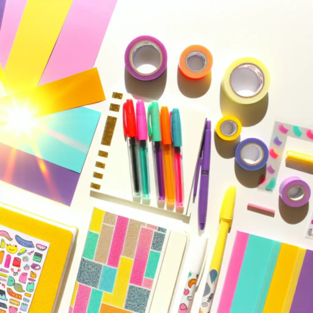 Legnépszerűbb írószerek lapos elrendezésben, színes válogatás