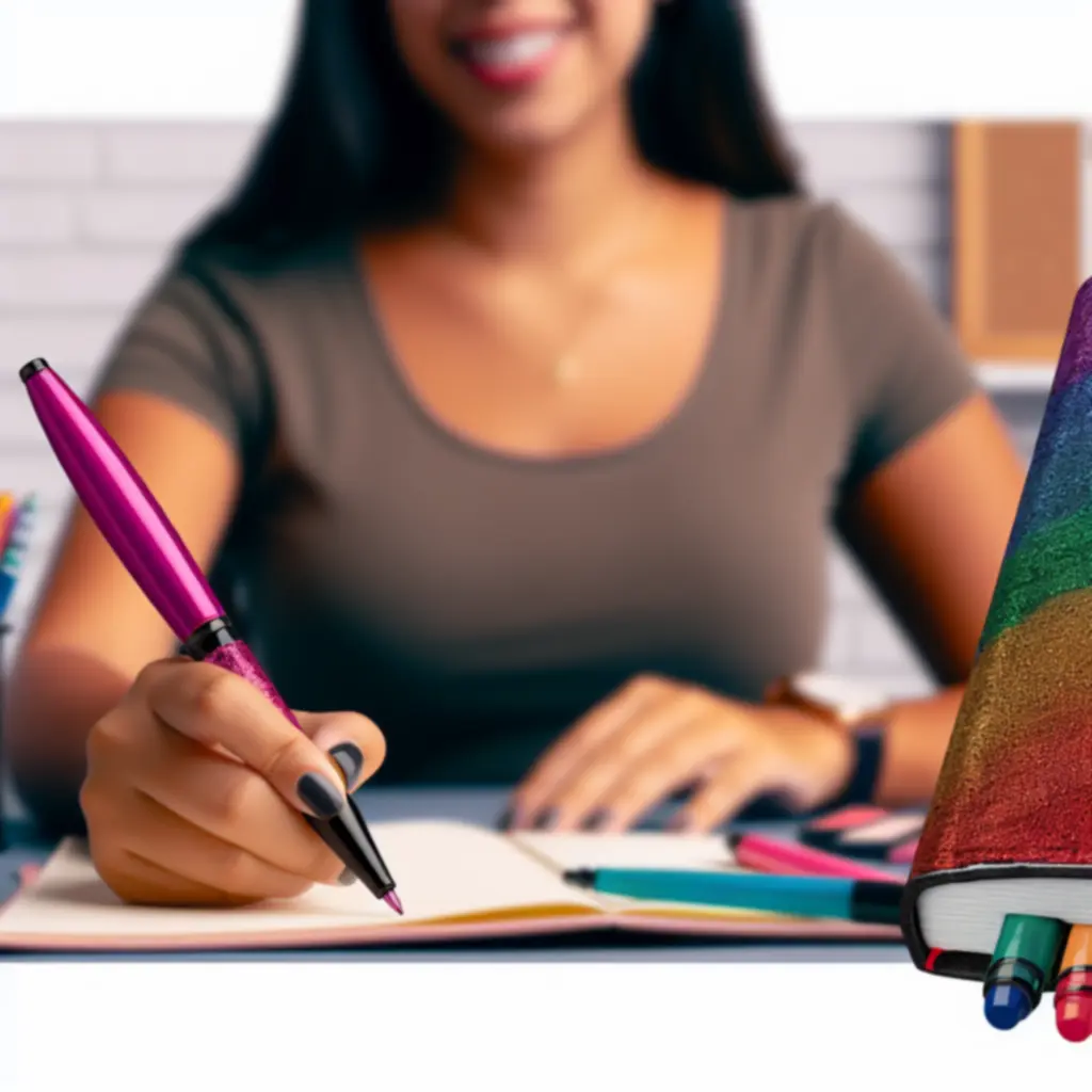 Vásárlói fotó: színes tollak kézzel írt jegyzetek mellett.