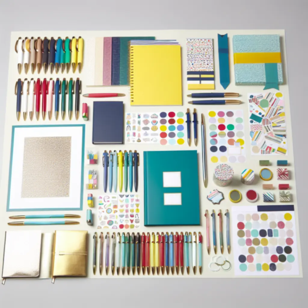 Válogatott papír-írószer ajándékszettek színes tollakkal, matricákkal és naplókkal