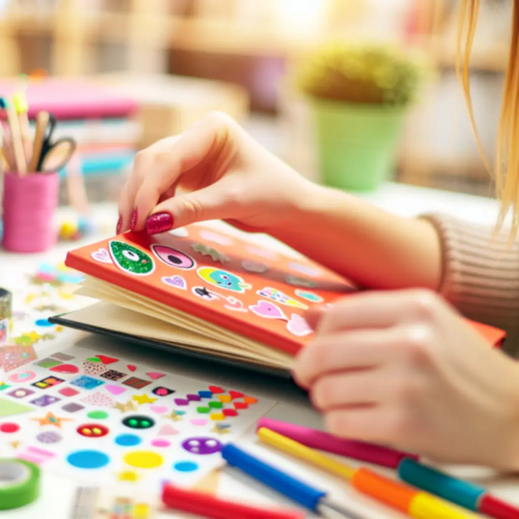 Vásárlói fotó kreatív felhasználásról: matricák naplóban és vízpalackon.